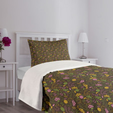 Doodle Blooming Foliage Bedspread Set