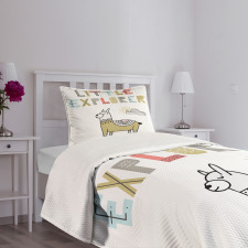 Colorful Llama Explorer Bedspread Set
