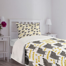 Sketch Style Canine Pattern Bedspread Set