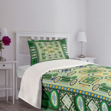 Oriental Shapes Pattern Bedspread Set