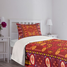 Shapes in Warm Colors Bedspread Set