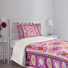 Traditional Afghan Motif Bedspread Set