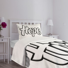 Hand Drawn Uplifting Words Bedspread Set