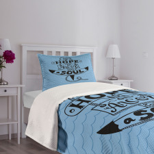 Anchor in the Wavy Ocean Bedspread Set