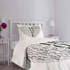 Heart Shaped Hope Word Bedspread Set