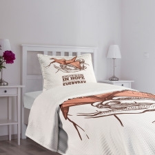 Sketch Hands and Crane Bedspread Set