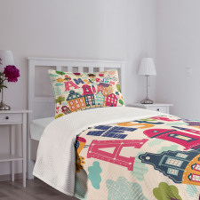 Cartoon Amsterdam Houses Bedspread Set