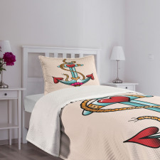 Nautical Rope and Hearts Bedspread Set
