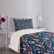 Captain Boats and Helm Bedspread Set