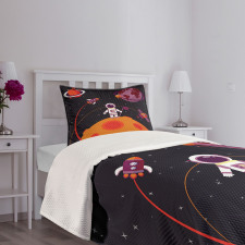 Astronaut Moon Rockets Bedspread Set
