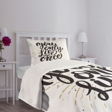 Hand Drawn Popular Words Bedspread Set