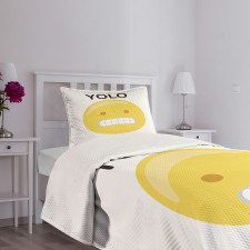 Funny Emoji Face Slogan Bedspread Set