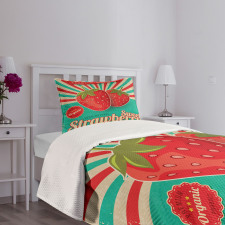 Retro Poster Strawberries Bedspread Set