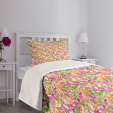 Hawaiian Jungle Flora Bedspread Set