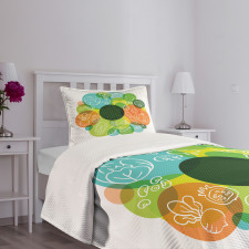 Doodle Vegan Pattern Bedspread Set