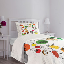 Doodle Food Artwork Bedspread Set