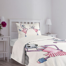 Funny Ballerina Mice Bedspread Set