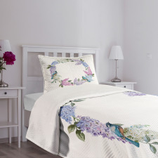 Flower Wreath and Bird Bedspread Set