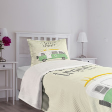 Lets Travel Message Bedspread Set