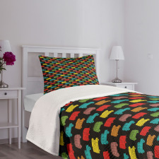 Colorful Van Bus Trailer Bedspread Set