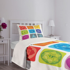 Round Edges Figures Yoga Bedspread Set