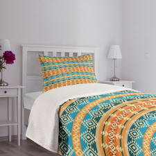 Folk Motifs Strips Bedspread Set