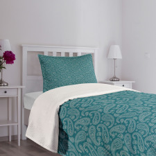 Abstract Leaves Blue Bedspread Set