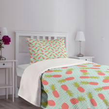 Doodle Style Pineapple Bedspread Set