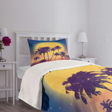 Retro Moon Rise Palms Bedspread Set