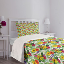 Lily Hibiscus Monstera Bedspread Set