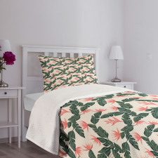 Exotic Flora and Leaves Bedspread Set