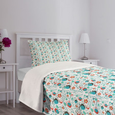 Abstract Foliage Fruits Bedspread Set