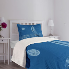 Ship on Ocean Moon Bedspread Set