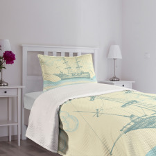 Ship Waves Clouds Bedspread Set