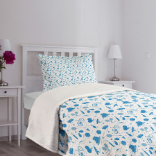 Blue White Bedspread Set