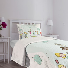 Cartoon Day in Park Bedspread Set