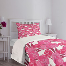 Pink Spring Blossoms Bedspread Set