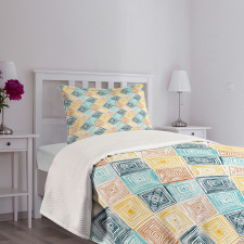 Tie Dye Effect Tile Bedspread Set