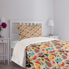 Whimsical Colorful Birds Bedspread Set