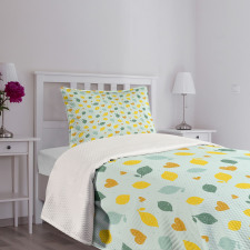 Scribbled Lemon Design Bedspread Set