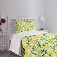 Blooming Lemon Flowers Bedspread Set