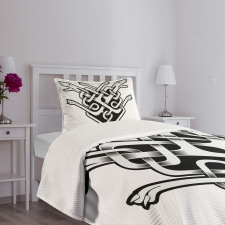 Old Style Dog Heads Bedspread Set