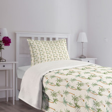 Palm Trees Pattern Bedspread Set