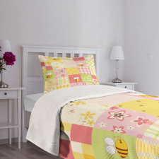 Floral and Geometric Tiles Bedspread Set