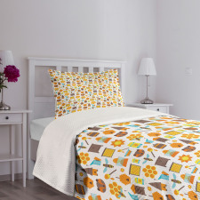 Cartoon Apiary Elements Bedspread Set