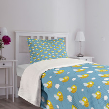 Bees Wings Big Eyes Doodle Bedspread Set