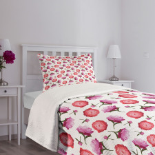 Pink and Violet Peonies Bedspread Set