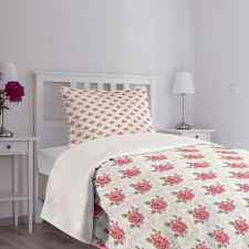 Damask Inspired Rose Bedspread Set
