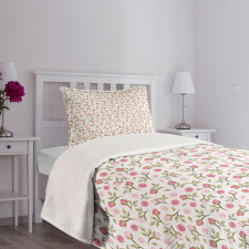 Top View Roses and Buds Bedspread Set