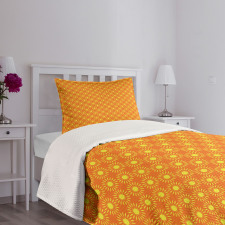 Warm Colored Sun Motif Bedspread Set